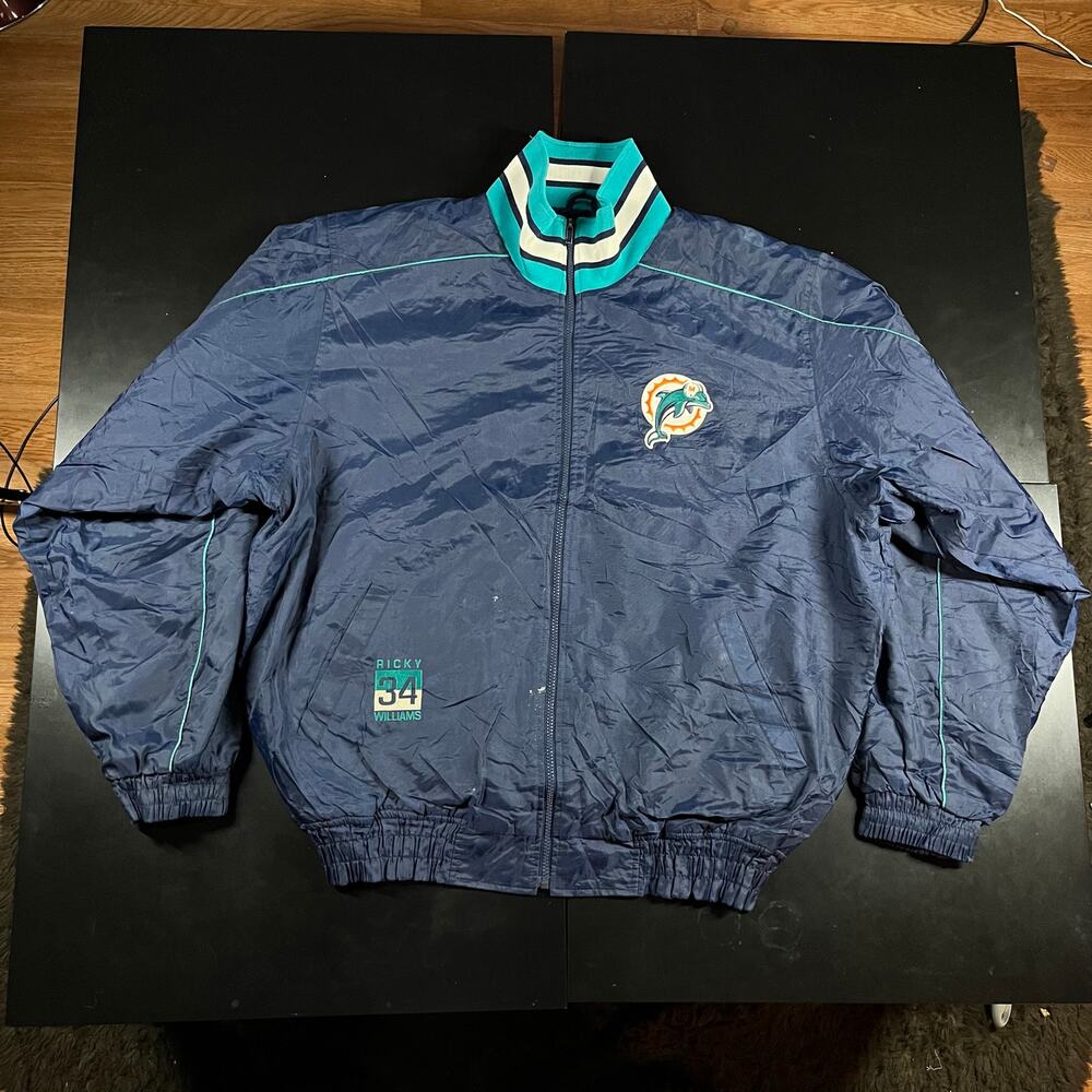 NFL Players INC Miami‎ Dolphins Ricky Williams Mens Jacket Size 2XL Nylon